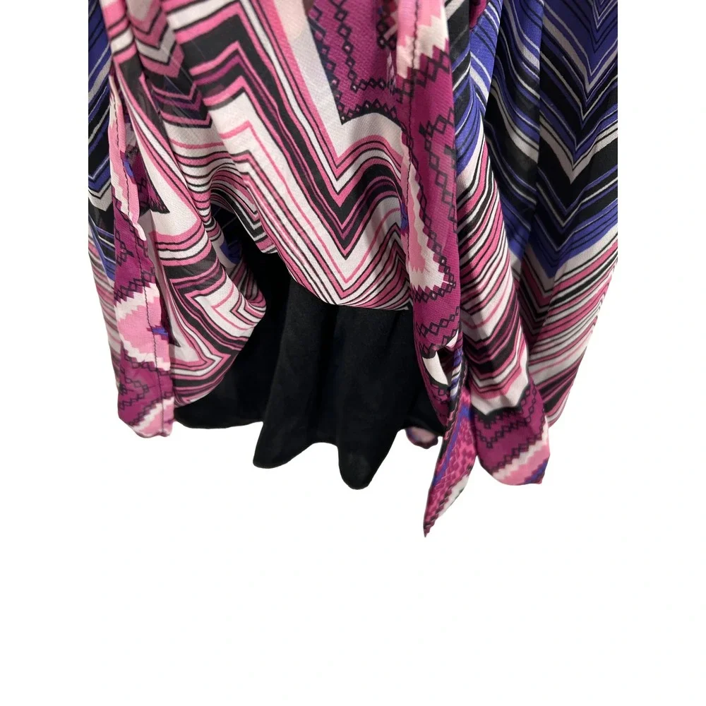 Three Pink Hearts Chevron Mini Dress Berry Pink Purple 3/4 Sleeve Small